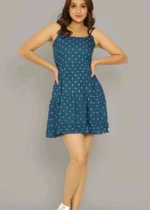 Blue Skater Mini Dress