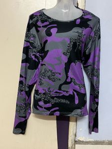 Purple Camo Long Sleeve Top