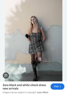 Zara Black White Plaid Mini Dress