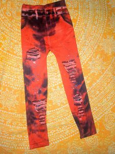 Tie-Dye Ripped Leggings (Small Size)