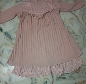 Pick Lace Trim Dress