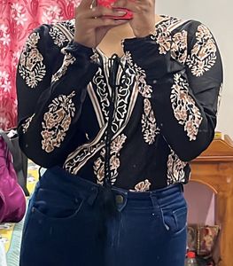Beautiful Women Black Wrap Top