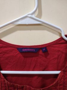 Red Short Sleeves Kurti In Size M