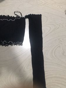 Black Off-the-Shoulder Long Sleeve Top