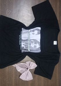 Y2k Graphic Deep Neck Crop Top