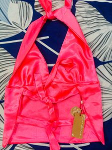 Geet Pastel Pink Halter Neck Top