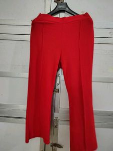Red Flare Leg Trousers