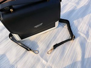 Black &amp; White Structured Crossbody Handbag
