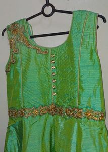 Green Embroidered Anarkali Dress