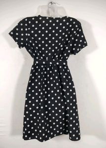 Urbanic Black Polkadot Print Western Dress (Women)