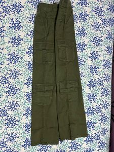 Olive Green Wide Leg Cargo Pants