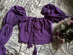 Bardot Top With Marie Sleeves