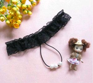 Lace Thong with Pearl Detail