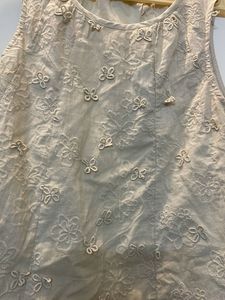 New Cream Sleeveless Top For Ladies