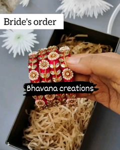 Pink Designed Kundan Bangles Set Of 4 Bangle