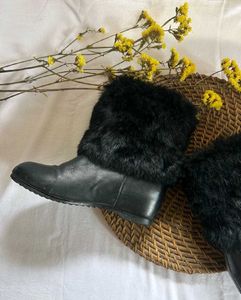 Black Leather And Fur Boots Pinteresty