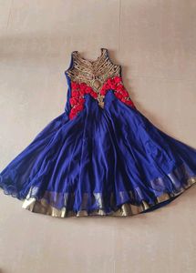 Royal Blue Embellished Gown for Kid Girls