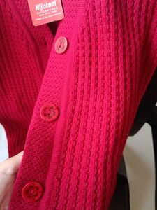 Red Cashmere Wool Cardigan