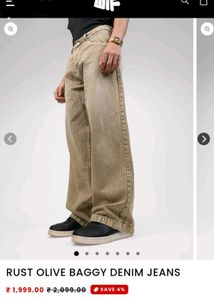 Rust Olive Baggy Denim Jeans