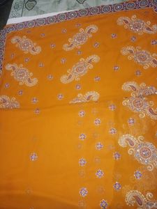 Orange Party Wear Saree With Blouse