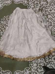 Elegant White Embellished Skirt