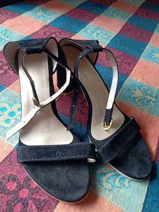 Black Suede Ankle Strap Heels