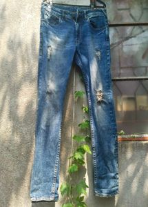 Here & Now Branded Ripped Blue Jeans