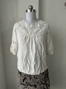 Boho White Blouse &amp; Floral Ruffle Skirt Set