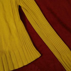 Yellow Fall/winter Turtle Neck Sweater(Women&#39;s)