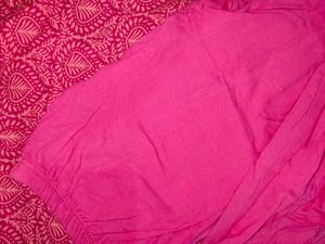 Pink Kurta Leggings Dupatta Set.