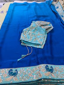 Embroidered Aqua Blouse