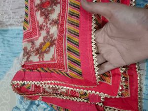 Pink Chevron Ethnic Unstitched Suit Fabric