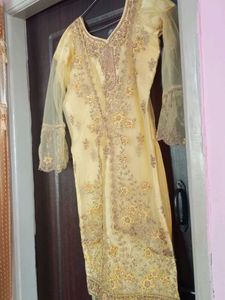 Top, Bottom, Dupatta Yellow With Blutifull Colour