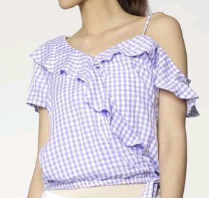 Lavender Gingham Wrap Top- ONLY