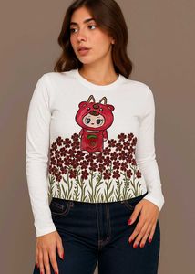 Hand Painted Labubu Long Sleeve Tee