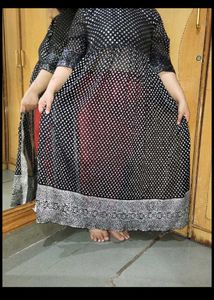 Black Polka Dot Kurta naira kurti long