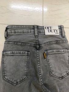 Off Duty India Metal Grey High Waist Cargo Jeans