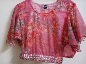Pink Dress With Folar Pattern