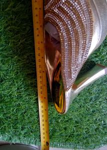 Gold Heels with Rhinestones