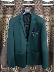 Peacock Green Men Formal/Festive Blazer