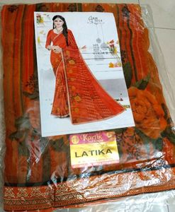 Brand New Synthetic Chiffon Saree W Blouse Piece