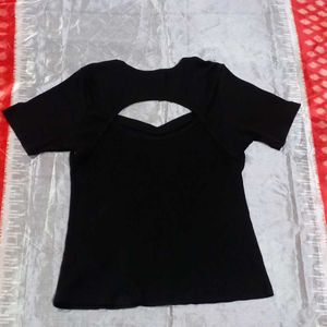 Sassafras Black sweetheart neck cut-out Top