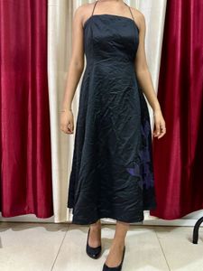 Vintage 90s Slik Long Floral Black Gown