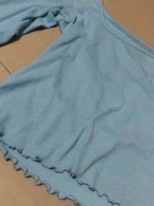 Cute Light Blue Long Sleeve Top