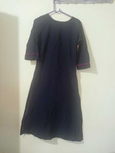 Embroidered Navy Tunic Dress