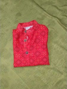 Red Patterned Kurta
