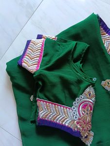 Green Saree with Embellishments