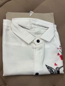 White Bird Print Shirt