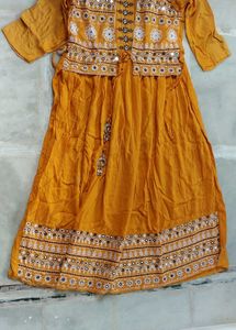 Mustard Embroidered Dress