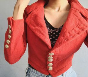 Party Wear Red Crop Coat.